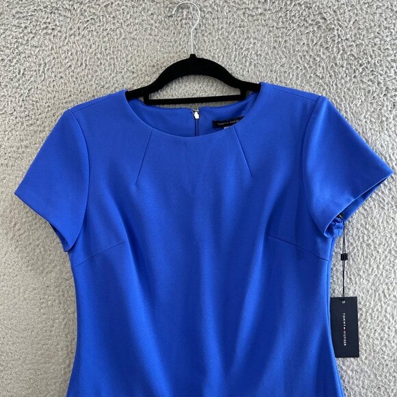 Tommy Hilfiger Dress Womens 4 Blue Short Sleeve Sheath Dress Career Work - Picture 4 of 14